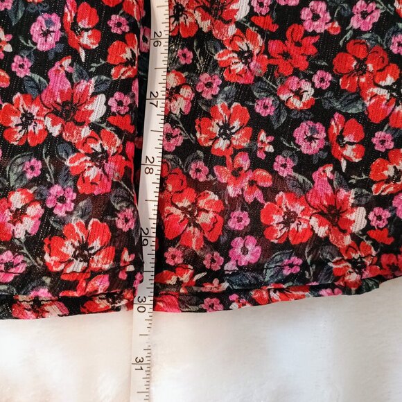 FRANCESCA'S Mi Ami Shimmer Long Sleeve Smocked Dress Black Pink Red sz Small - Picture 11 of 11